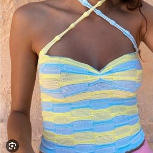 gimaguas knit halter top color block